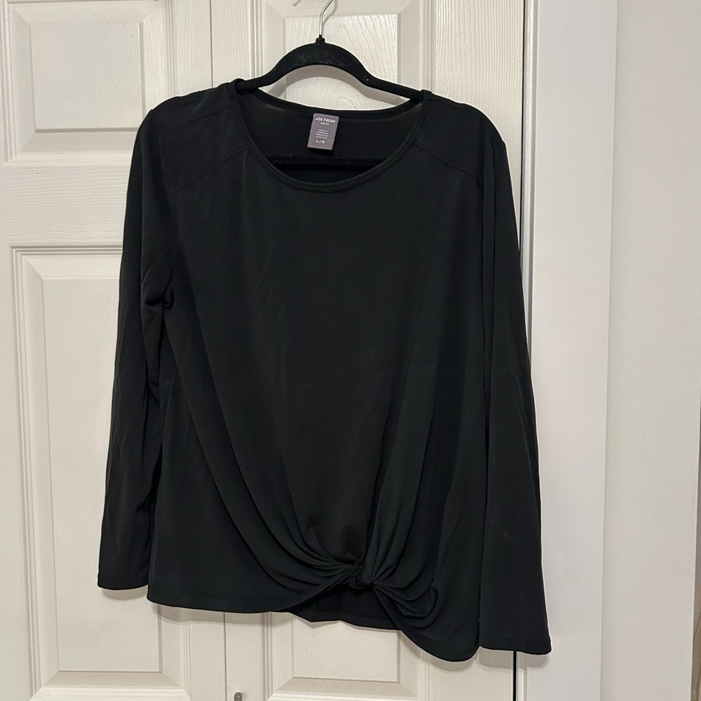 Joe Fresh Active Dark Grey-Washed Black Long Sleeve Casual/Activewear Top